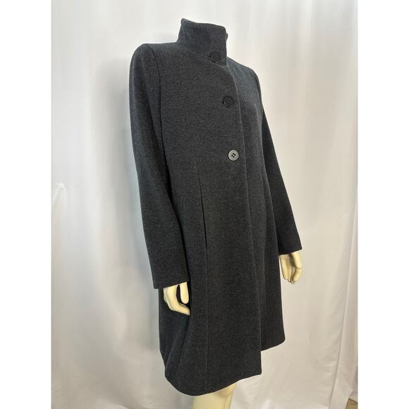 Calvin Klein Stand collar wool pea coat Charcoal color size 10 - Picture 7 of 14